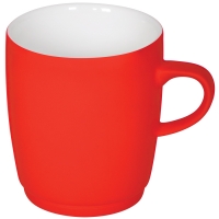 Кружка "Soft" с прорезиненным покрытием, красная, 350 мл, фарфор